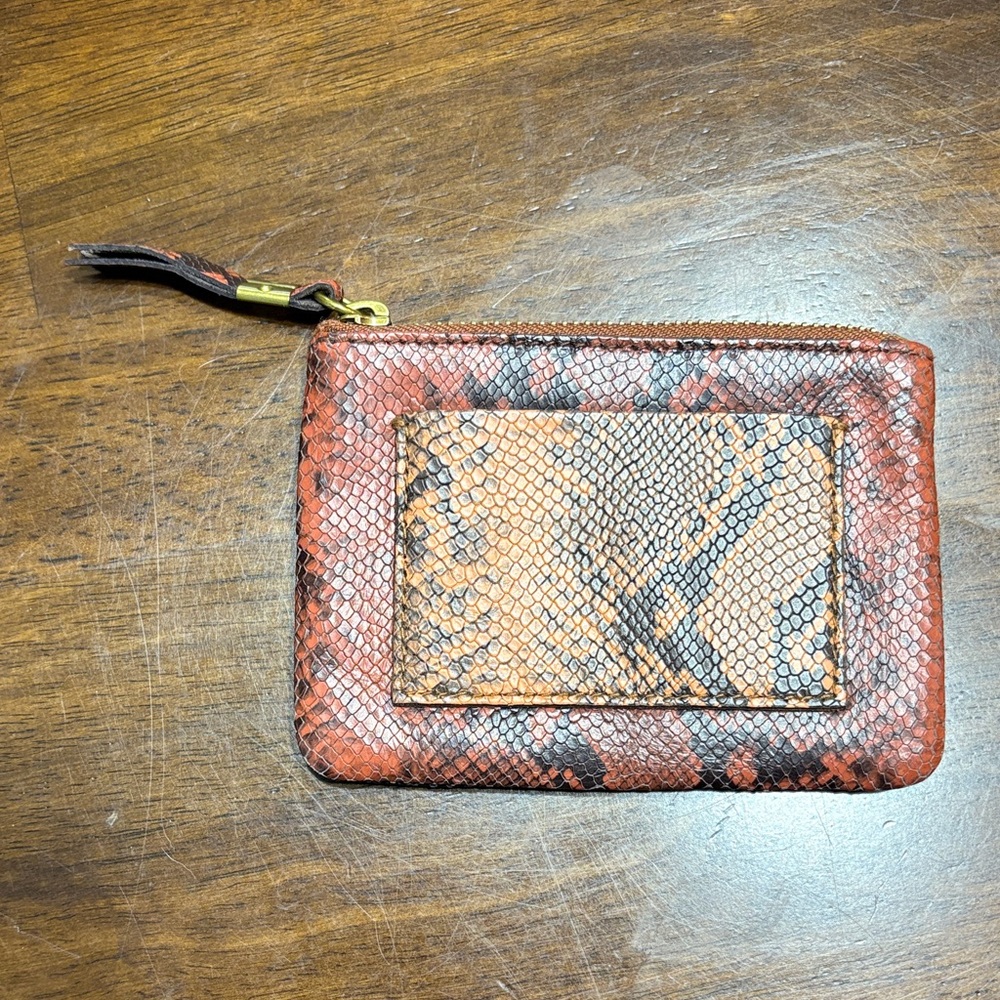 Madewell Red and Black Snake Print Wristlet